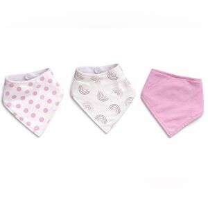 Ava Olivia | Baby Bandana Bibs | Set of 3 | Pink Polka Dot Rainbow
